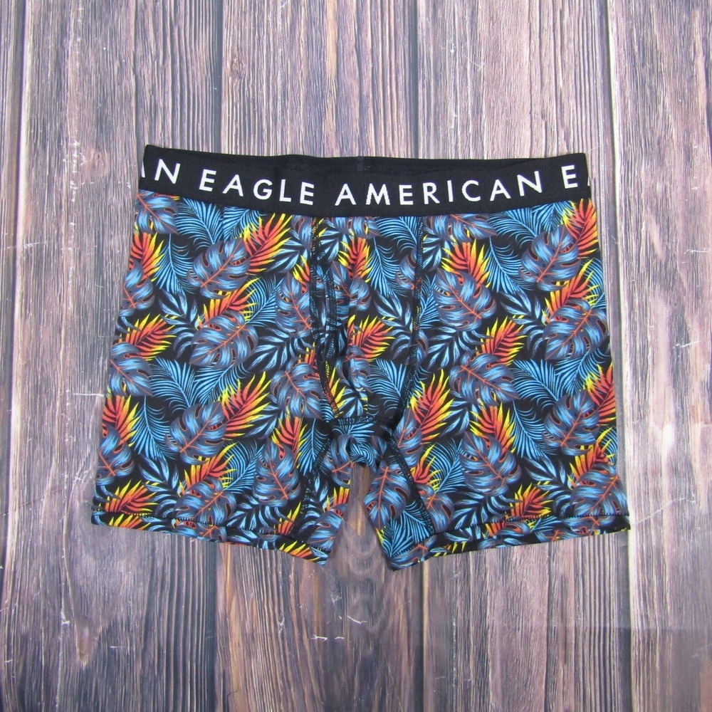 American‎ Eagle NEW NWT Mens Medium Boxer Briefs Blue Gift Bday Floral Leaves